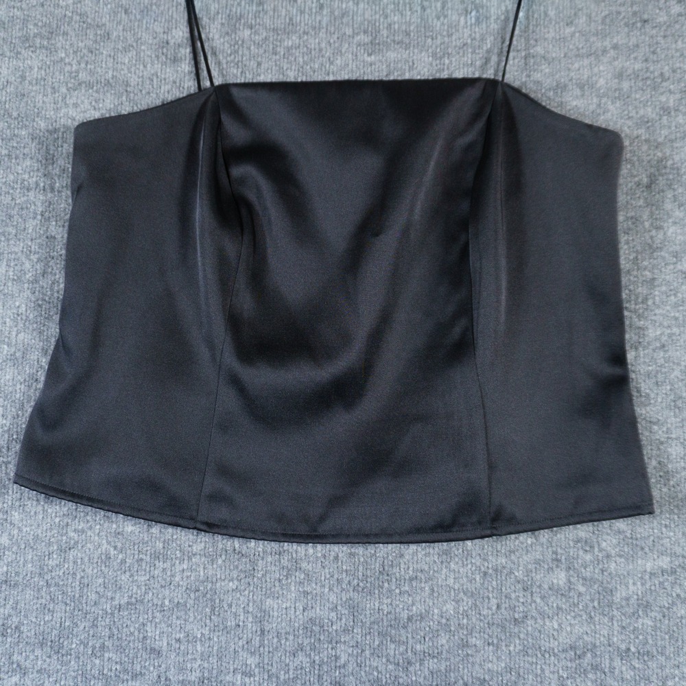 Spaghetti Strap Cami Crop Top Womens Plus Size XXL Black Satin y2k 90s Goth Dark